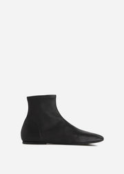 Round Toe Stretch Leather Bootie in Black - CO Collections